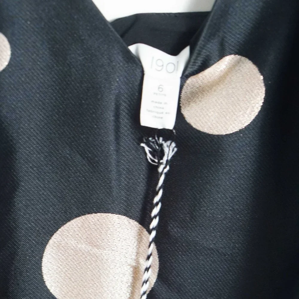 1901 Black Gold Polka Dot Fit & Flare Party Dress - Picture 6 of 6